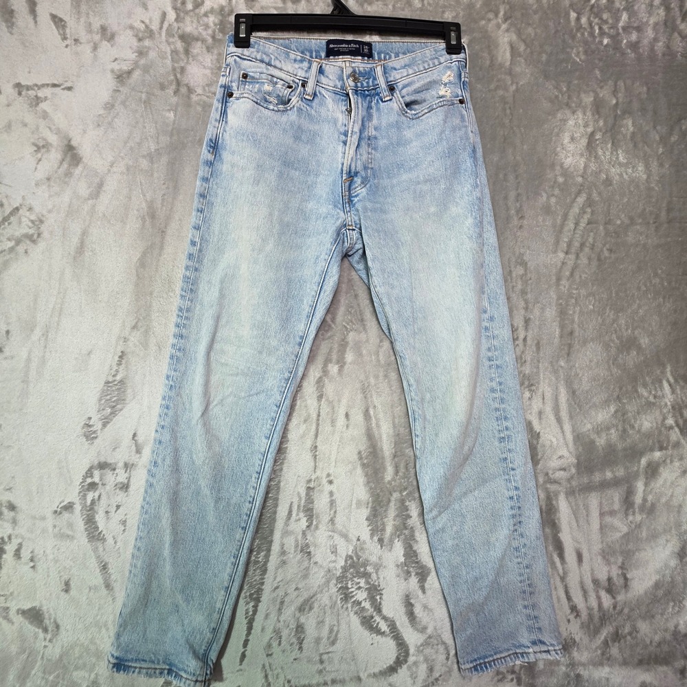 Abercrombie & Fitch Vintage Stretch Straight Jeans Light Wash 28W 30L Distressed